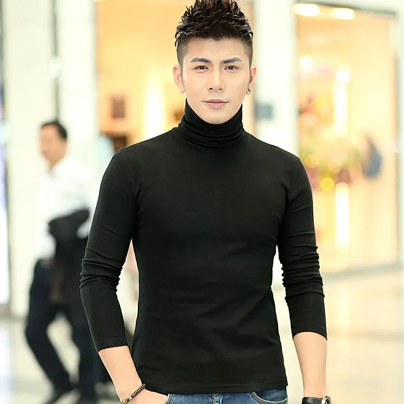 Men's T Shirts Trendy Turtleneck Tight Long Sleeves Men Undershirt Base Shirt