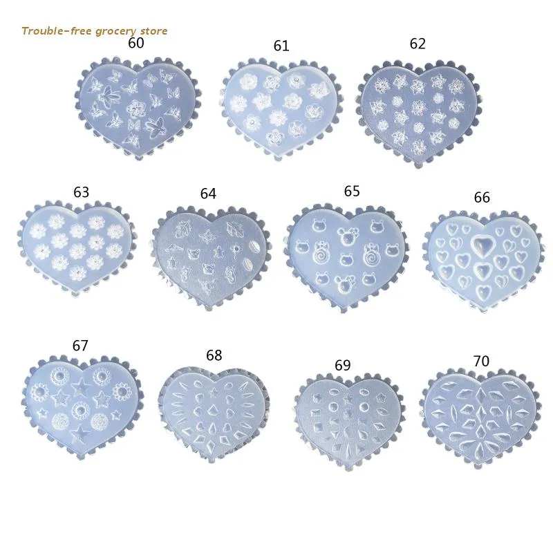 Différents bricolages 3D en silicone ongle art décortif moule de conception de nail art art de fabrication kit de moule de moule de fleur de fleur feuille de feuille de feuille