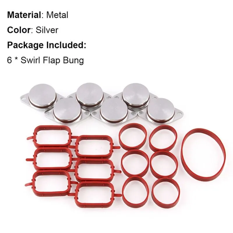 Kit Swirl Flap Blanks Per BMW - 6 Tappi 33mm Con Guarnizioni Aspirazione