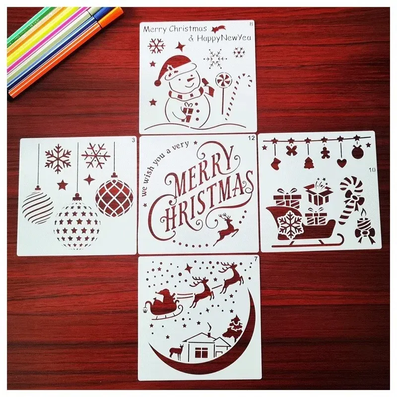 12pcs Christmas Series Woodland Santa Festive Snowflakes Metal Cutting Dies Scrapbooking décor Template en relief Carte de bricolage