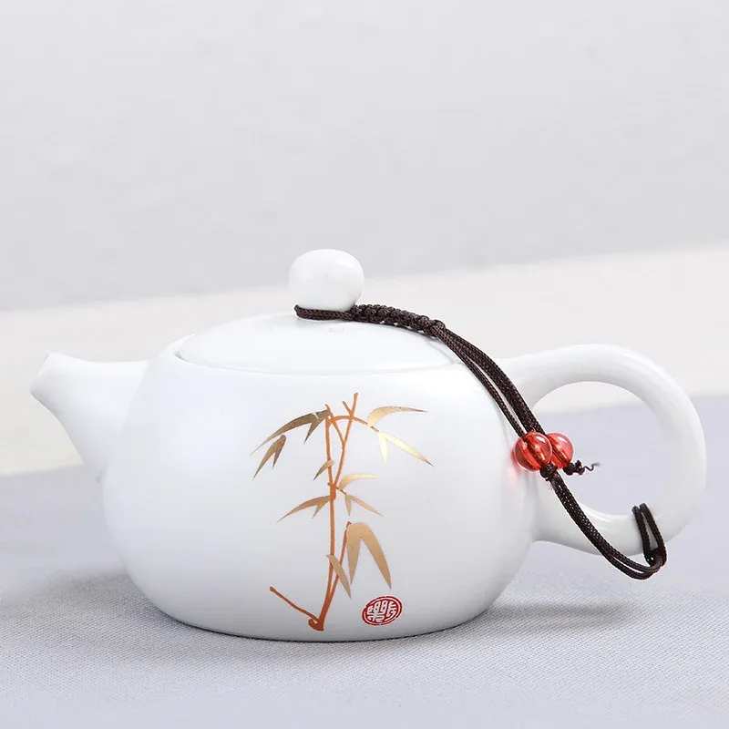 Ding Kiln White Matte Ceramic Tea Pot, théière Kung Fu, Témonie de thé PUER TEAPOT HABINES