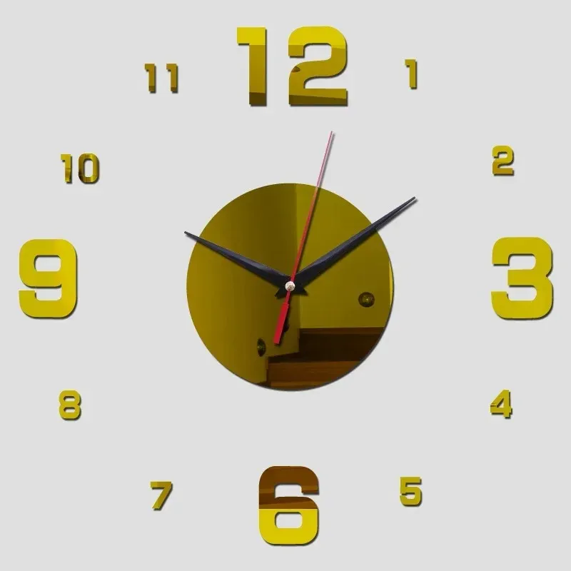 3D Clock Clock DIY مرآة الجدار ملصقات المنزل ديكور الكوارتز الإبرة مشاهدة غرفة المعيش