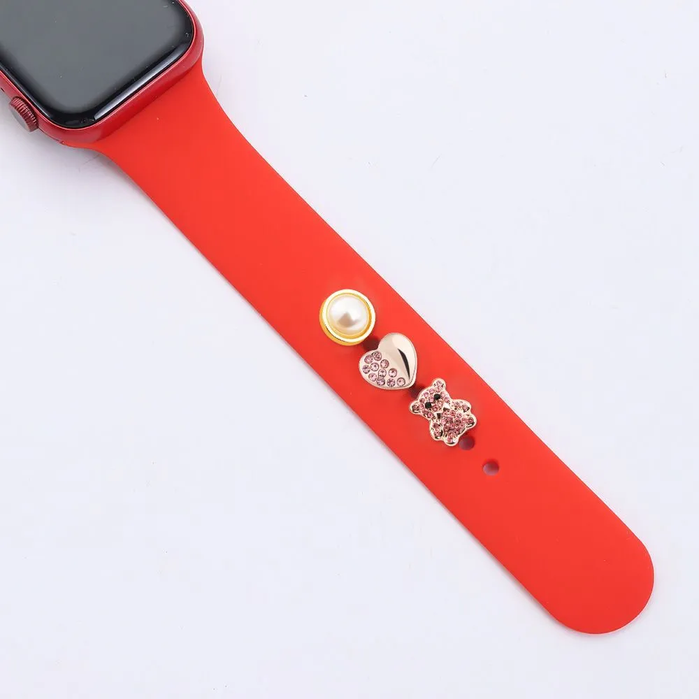 Silikongurt dekorative Ringnägel für Apple Watch Band Charms Metal Kreativität Süßes Bogenbärenzubehör für iWatch