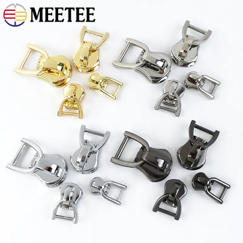 20pcs Meeeee D Ring 3#5#8#10#Sliders con cerniera per zipper metallica zip zips kit di riparazione di abiti per la testa accessori per cucire fai -da -te accessori