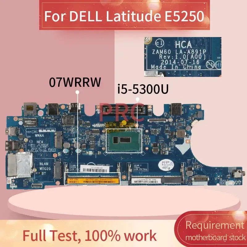 マザーボードcn07wrrw 07wrrw for dell latitude e5250 i55300uラップトップマザーボードlaa891p sr23x ddr3ノートブックメインボード