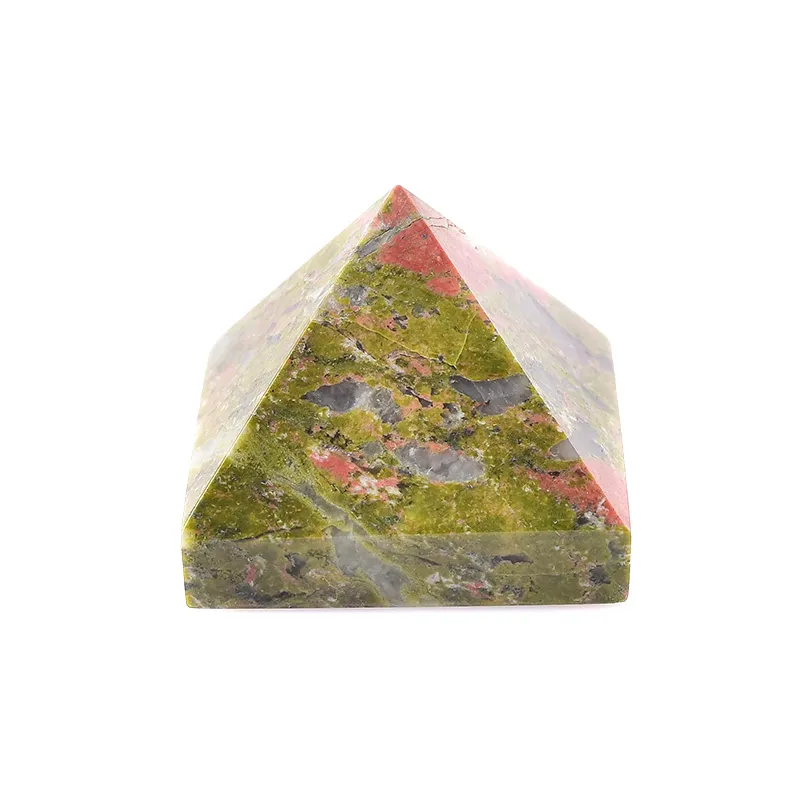 QUILZIONE PIRAMIDE PIRAMIDE GEMSTONE UNAKITE REIKI CHAKRA Crystal Point Guarigione Ornamenti lucidati fatti a mano in pietra a mano Torre minerale