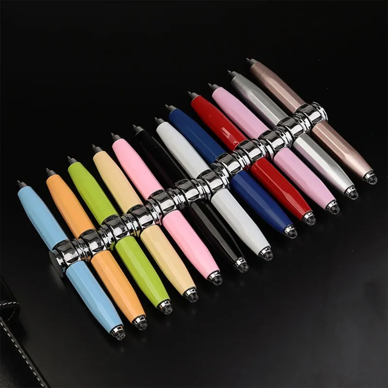 20 cb Colorful Spinning Pen Pen Metal Ballpoint Pen Fidget Spinner Design con luce a LED per Kid Teen Student Adult Ease Tension
