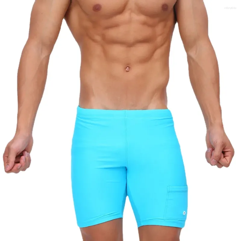 Swimwear Pocket Pocket Swim Trunk Men Sexy Boxer Shorts Stands Surfing Beach Sports Pantalon Swimming Swimsuit Gym Running