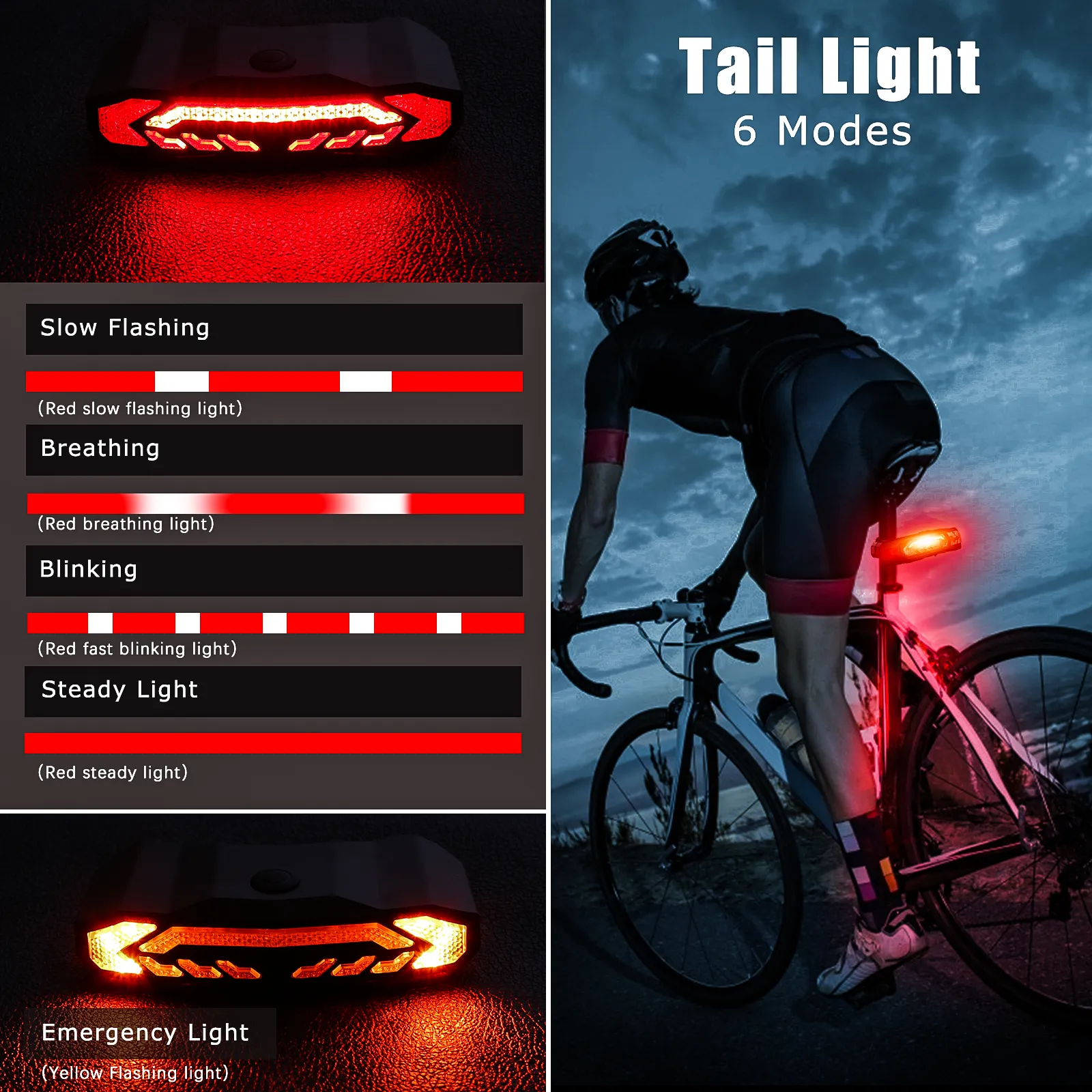 Rockbye Bicycle Light Light Anti -roubo USB Bike recarregável LED LED LIGHT Água à prova d'água Bicicleta Luz de bicicleta Lâmpada Acessórios