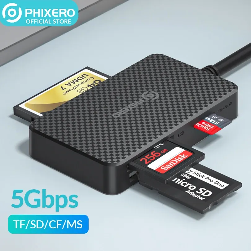 Читатели Phixero Multi Micro SD Card Reader TF CF MS Flash Memory Adapter USB Type C 3.0 MicroSD Docking Docking для ПК 1TB 2TB