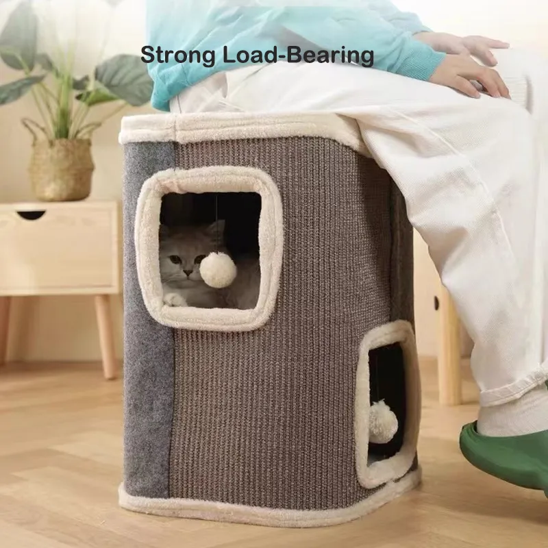 Nuevo diseño Sisal Cat Tree Play House MARCO DE CUMPLACIÓN Plataforma de cueva de la torre con pelota Muebles de gato de juegos de juguete