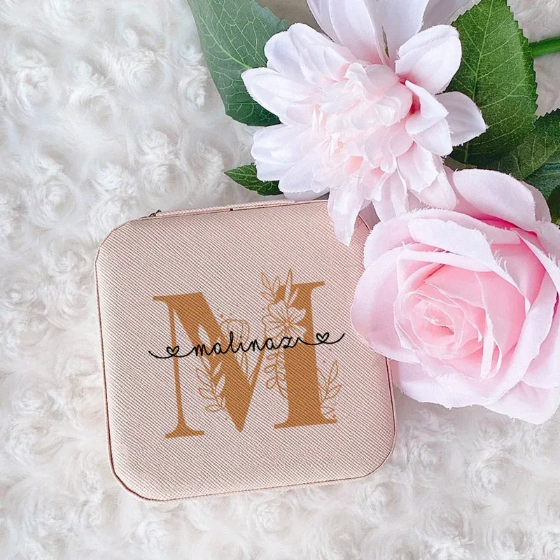 Personalized Jewelry Box Custom Name Travel Jewellery Case Bridesmaid Proposal Bachelorette Party Birthday Gift Travel Case