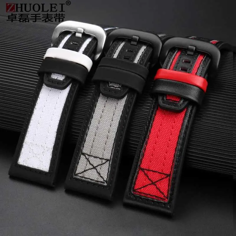 Bekijk bands voor zeven op vrijdag Watch Strap Series P3C/04 09 Mechanisch horloge canvas riem leer 28 mmwaterbestendige polsband armband Beltl2404