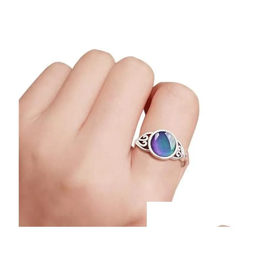 Band Rings 925 Sier Mix Size Mood Changes Color To Your Temperature Reveal Inner Emotion Finger Ring Jewelry Bk Drop Delivery Dhvc0