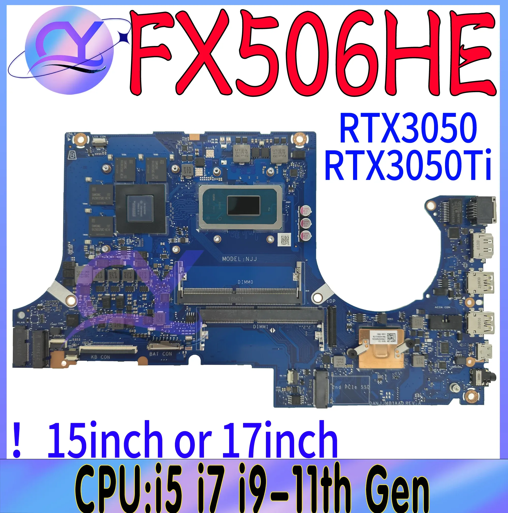 Motherboard FX506H Laptop Motherboard für ASUS TUF F15 FX506HC FX506HE FX506HCB FX706HC FX706HE FX706H I5 I7 I9 Mainboard 100% Arbeiten