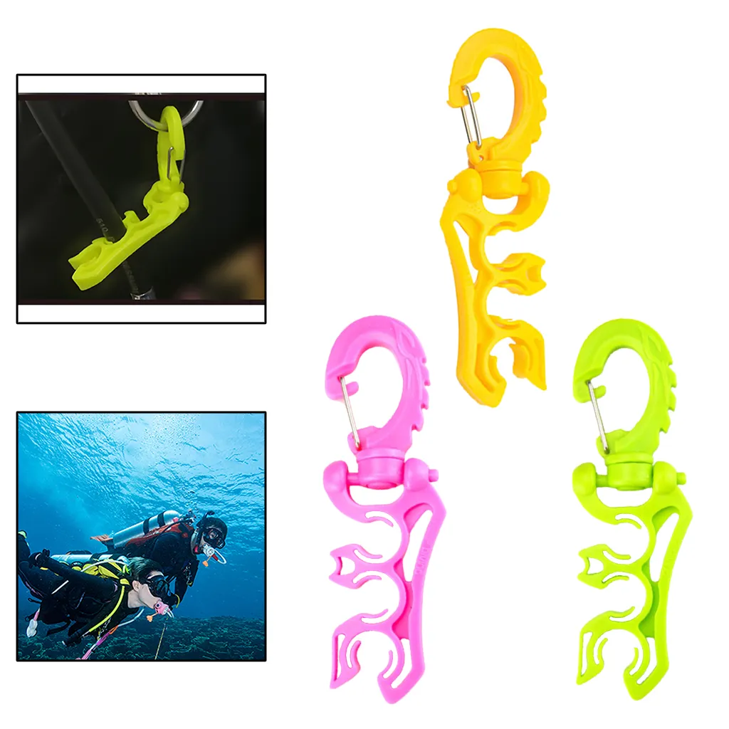 Rotatable Scuba Diving BCD Hose Holder Buckle Hook for Regulators Gauges