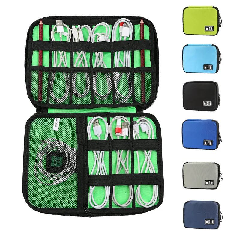 Large USB Cable Earphone Storage Bag Shockproof Flash Drive Organizer Digital Gadget Holder Travel Cellphone Mobile Charger Case