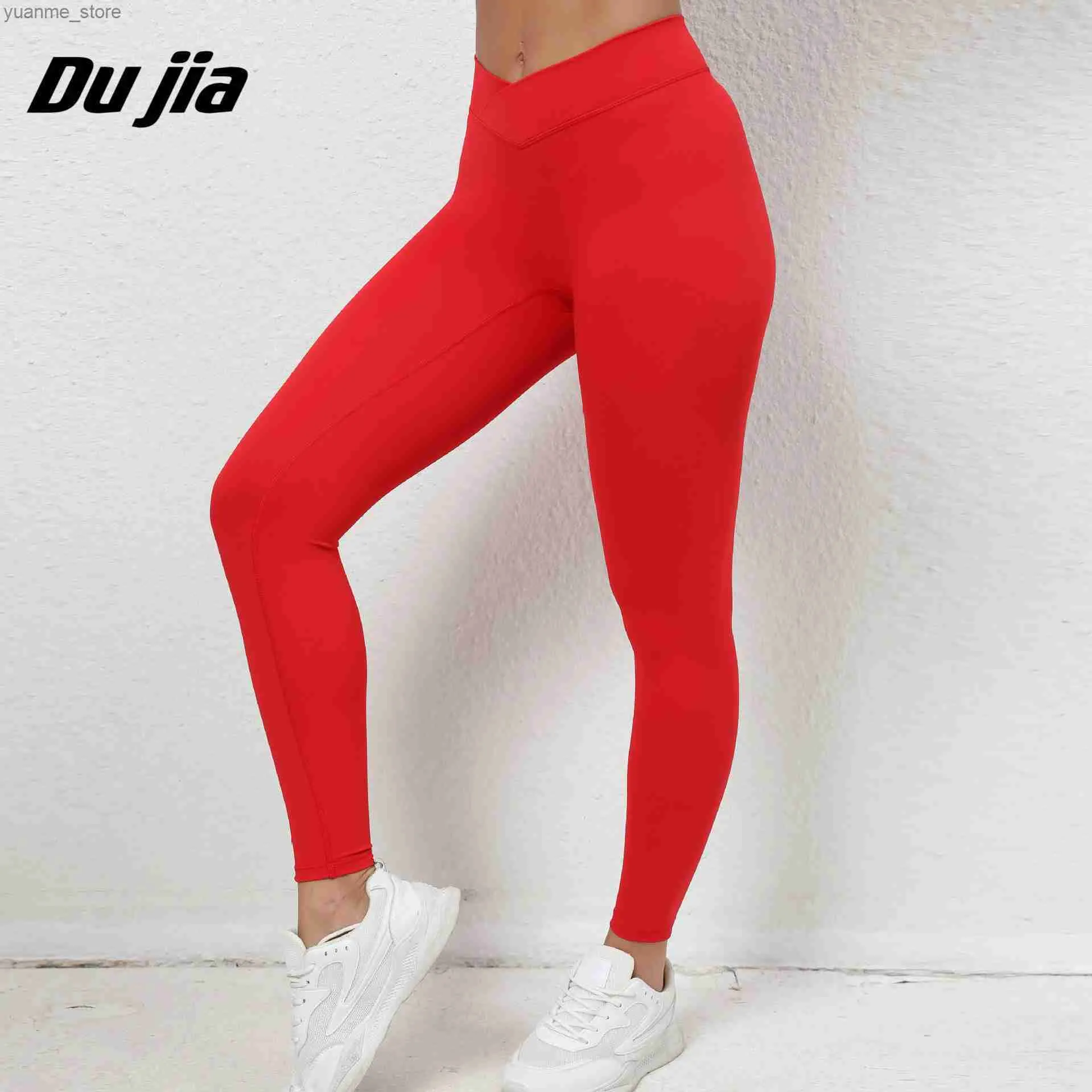 Abitazioni da yoga leggings senza cuciture ad alta vita Donne V -Cross Yoga Pants Solid palestra spinga il fitness Fitness Fitness Koga Leggings Y240410