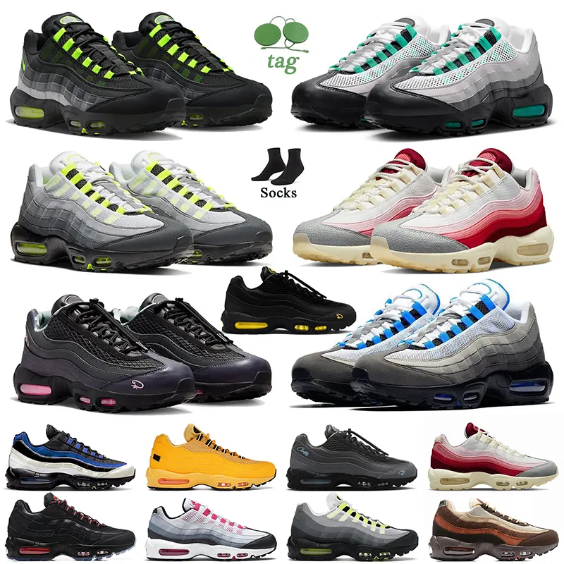 Topkwaliteit 95 tour geel 95s hardloopschoenen vrouwen heren hyper turquoise neon drievoudige zwarte obsidiaan zonne -rood hebzuchtige rook grijs olijfplatform grote grootte 46 gai sneakers