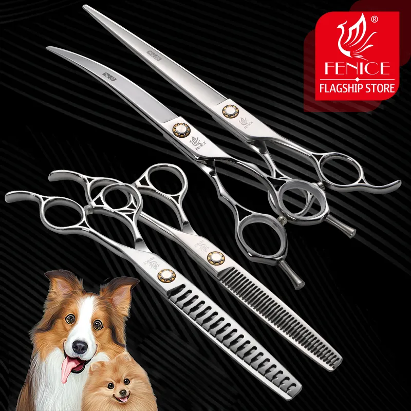 Premium Dog Grooming Scissors Set: Professional Straight, Curved Thinning  Shears Shop Now!