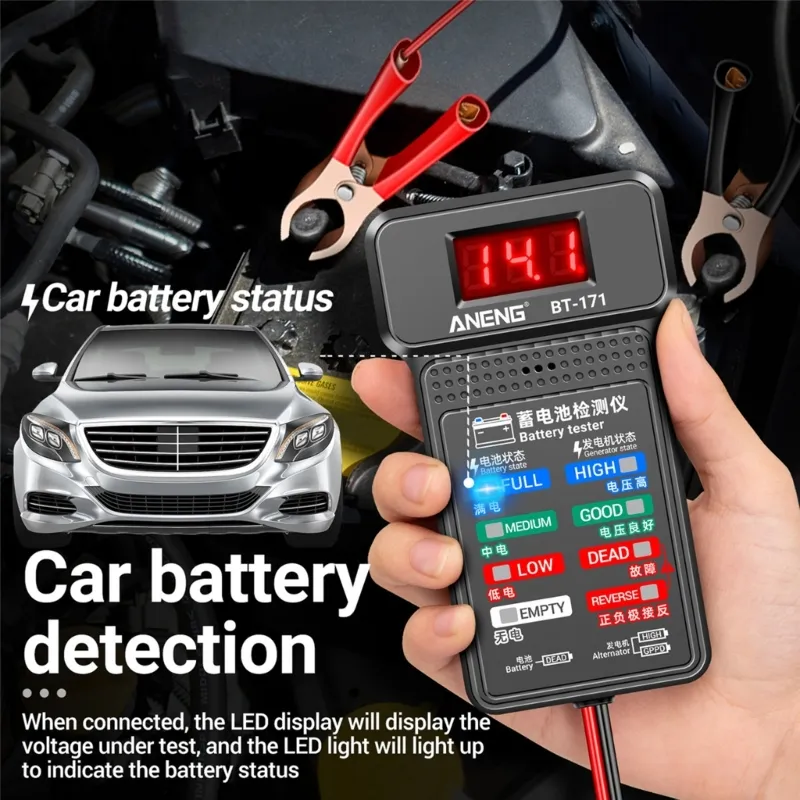 12V Car Battery Tester Charging Cranking Alternator Test Analyzer 100-2000 CCA
