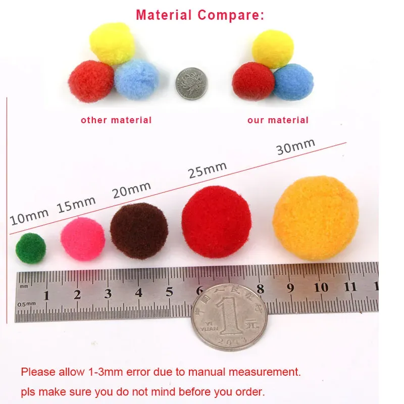 Pink Blue Mix Color Pompones 8/10/15/20/25/30mm Pompoms DIY Doll Craft Sparkly Pompom Balls Wedding Christmas Decoration