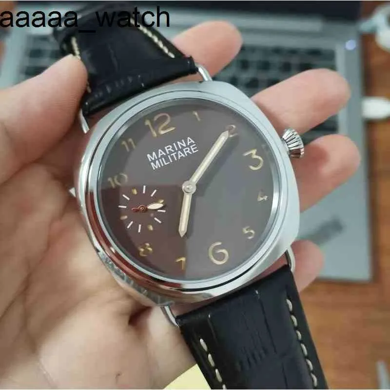 316 Panerass Watch Luxury 45 mm Stainl Steel Hand Wind Men's Sand Brown Down Rose Gold Hands Mouvement 7EUJ