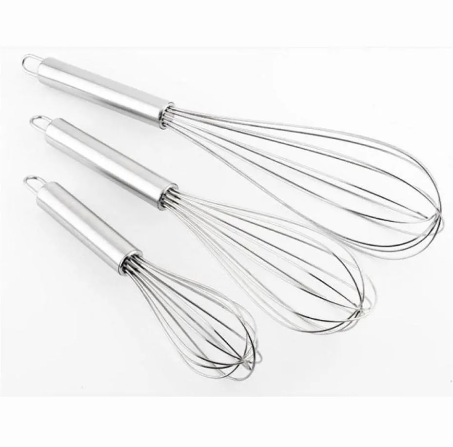 8quot 10quot 12quot Stainless Steel Egg Beater Hand Whisk Mixer Balloon Wire Whisk for Blending Whisking Beating Stirring Ki7686413