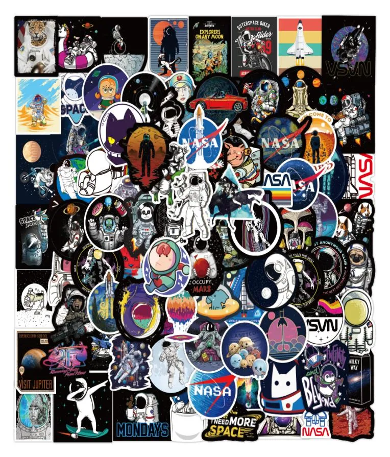 100pcs Lot Outer Space Astronaut Car Stickers Pack For Suitcase Skateboard Laptop Luggage Fridge Styling DIY Decal Gift5442862