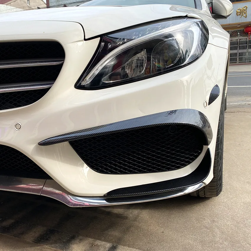 För Mercedes Benz C Class W205 C180 C200 C260 C43 AMG 2015 ~ 2018 Bil Front Bumper Spoiler Splitter Cover Fog Light Splitter Trim