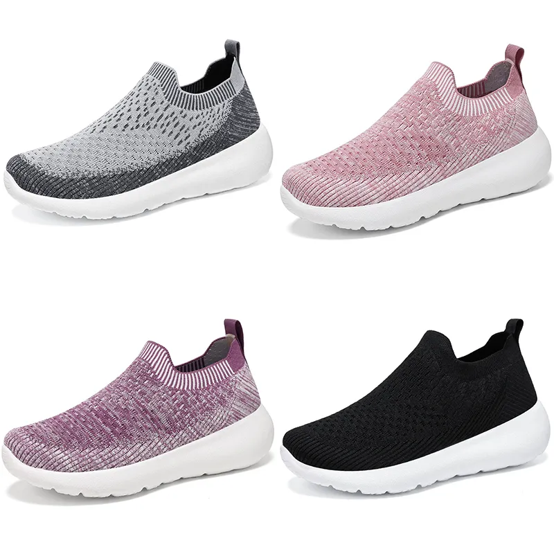 Designer Running Shoes Woman Man White Black Pink Purple Grey Breattable Tjock Sole Mens Slip-On Trainers Sport Sneakers Storlek 36-44 GAI