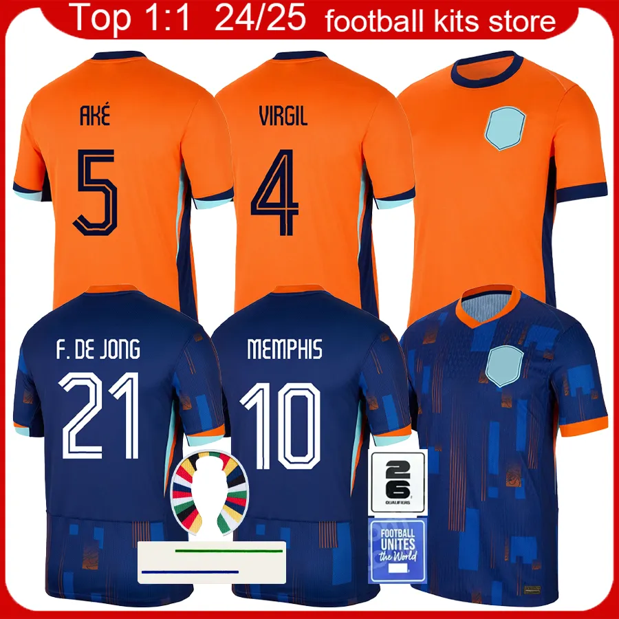 هولندا المنزل بعيدا عن المشجعين رجالي قمصان كرة القدم 2024 NEDERLAND MEN PLAWERE