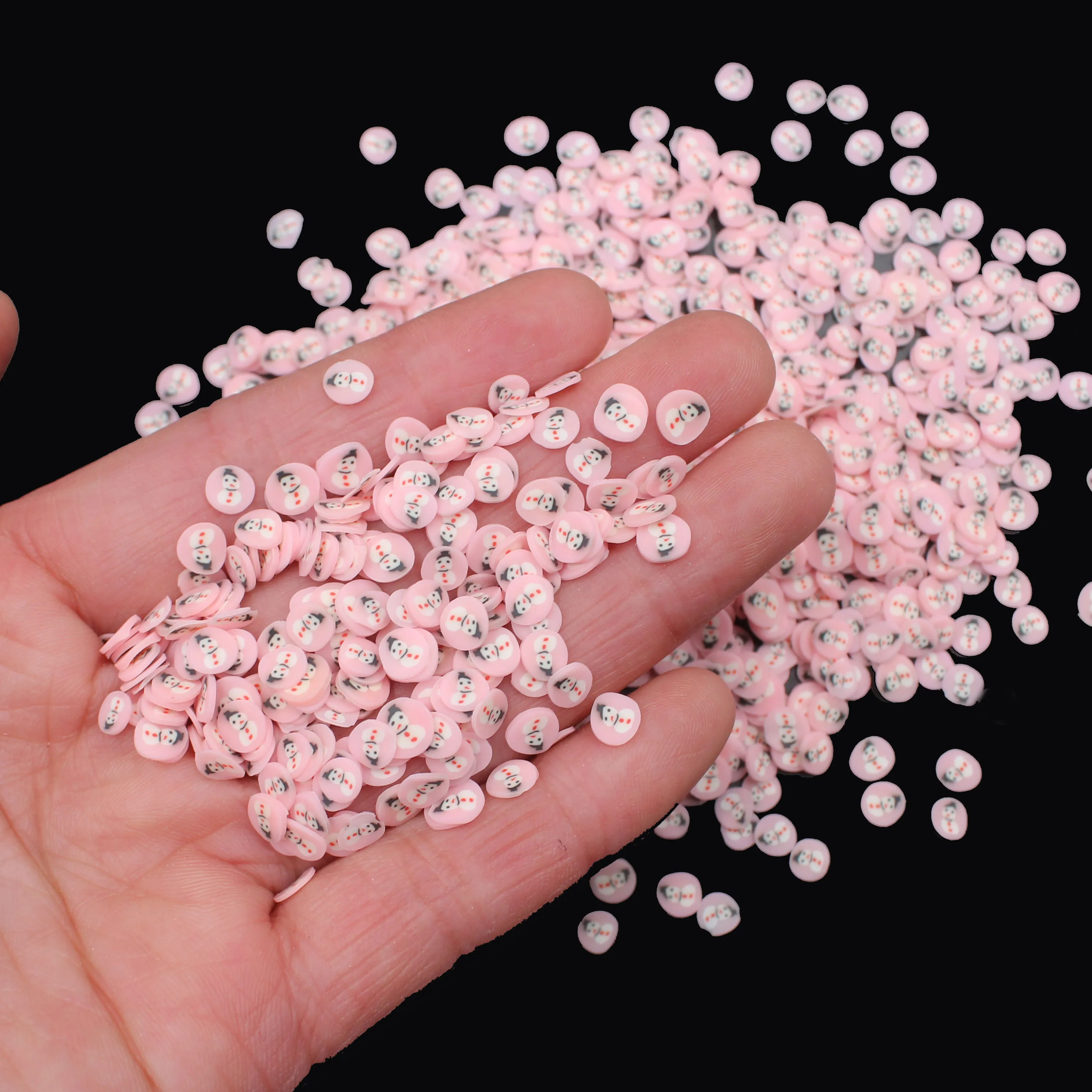 Fette di pupazzo di neve rosa da 100 g/lotto Sprinkles argilloso polimero per mestieri fai -da -te che creano accessori di riempimento carini