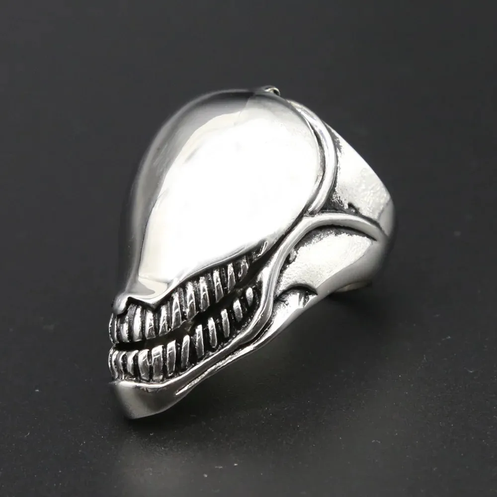 Gotycki Venom Skull Ring Men Punk Hip Hop 14k Gold Biker Skull Pierścień Cool Male Jewelry Dropshipping Store