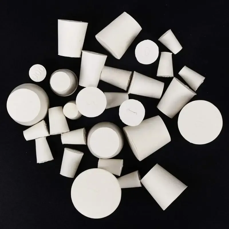 000#-13# White Solid Rubber Stopper Push-In Sealing Plug Laboratory Rubber Plug Pipe Tank Bottle Tapered BungVarious Sizes