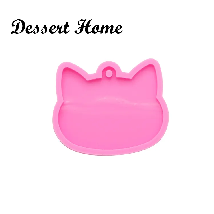 DY0089 Pet Cat Necklace Tag Epoxy Resin Molds, Silicone Mold for Keychains Jewelry, DIY Handmade Charms Mold