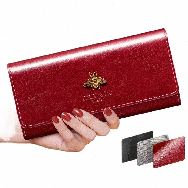 Design di lusso Donna autentica portafoglio in pelle RFID Blocco Multi Functi Porta della carta Organizzatore di grande capacità Ladies Clutch P S5AM#