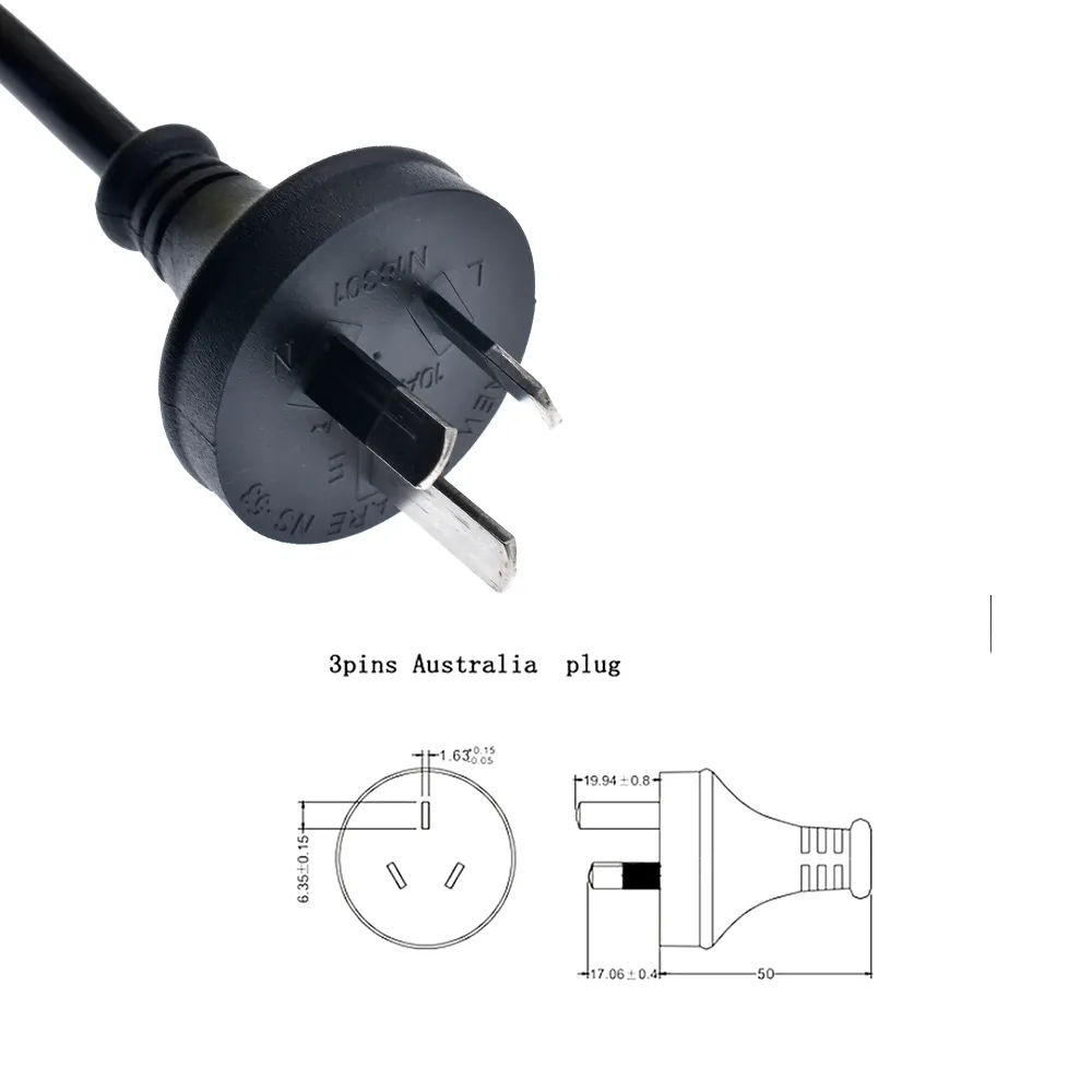 UPS Server Y Splitter SAA PLIG 3-PRONG MALE TO 2 X C13 CORDE PLUSE RETTES Australie sur 2 façons