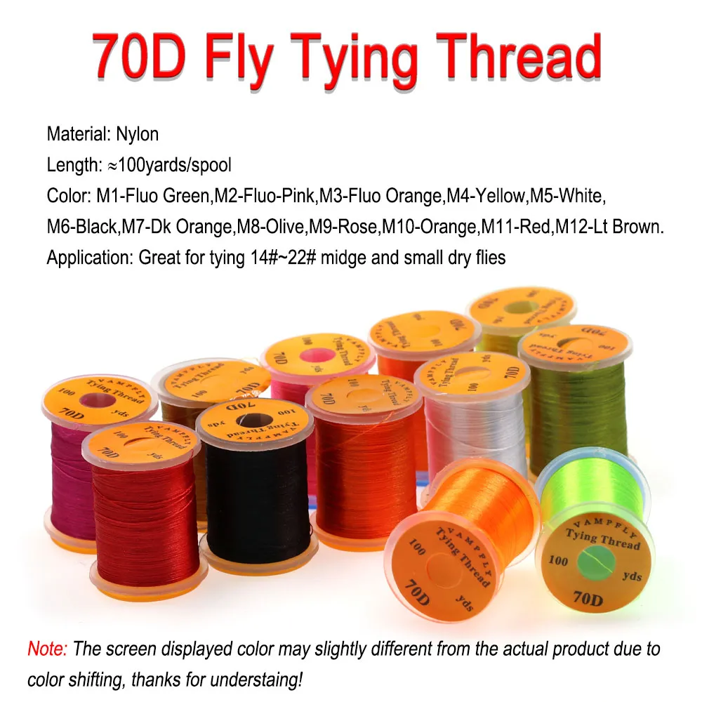 Vampfly 100yards / Spool 70d Fly Fly Tying Fili e materiale le eschette pesca a secco a maglietta a maglia