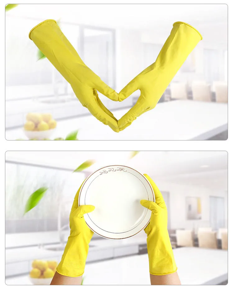 Kitchen Dishwashing Gloves: Waterproof Rubber Cleaning Gloves with Long ...