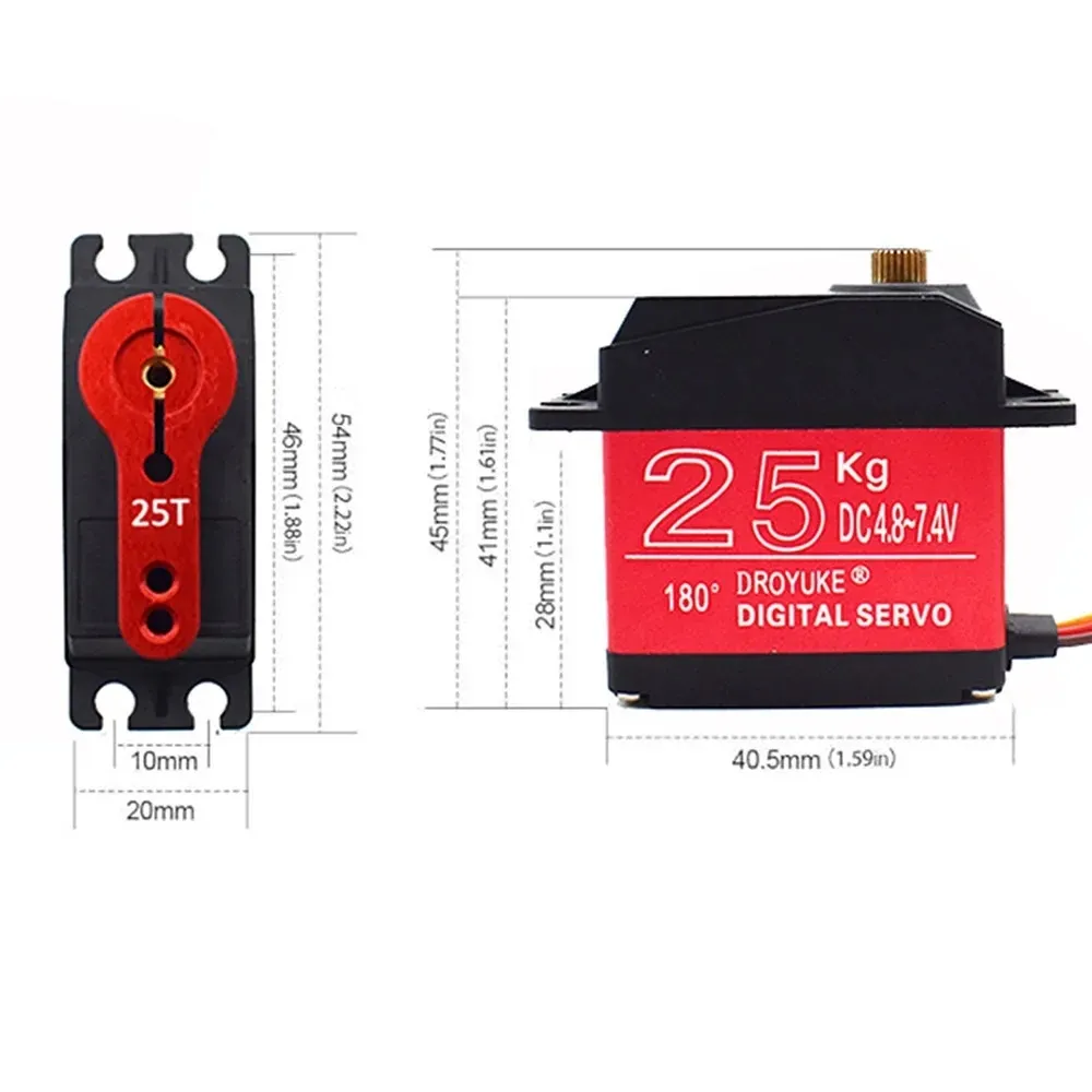 RC 25KG DIGITAL Servo Brushless Gear Servo Moteurs pour Véhicules RC