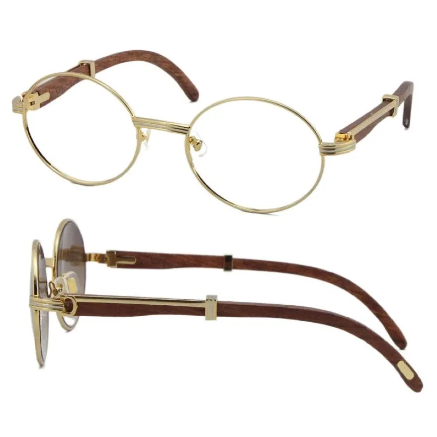 Frame di occhiali in legno interi 7550178 occhiali in metallo rotondo femmina femmina femmina telaio d'oro argento c decorazione occhiali 234v