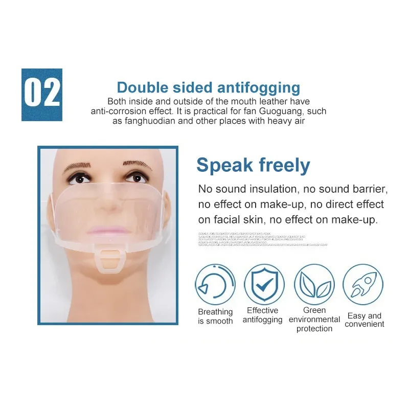 1/5/10pcs Restaurant Mundmaske Sheild transparent Unisex Gesichtsmaske Mund wiederverwendbares Plastikmaske für Hotelkochmaske