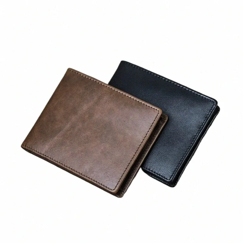 contact's Genuine Leather Slim Wallets for Men Magnetic Buckle Card Holders Mey Clips Brand Luxury Designer Mini Men Wallets h687#