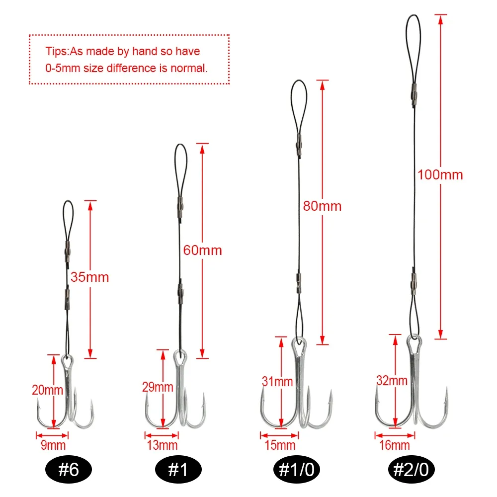 Spinpoler 3st Fishing Hook Rig Stinger Treble Hooks With Screw Ring Swivels Connector Shad Predator Fishing Wire Trace Trace