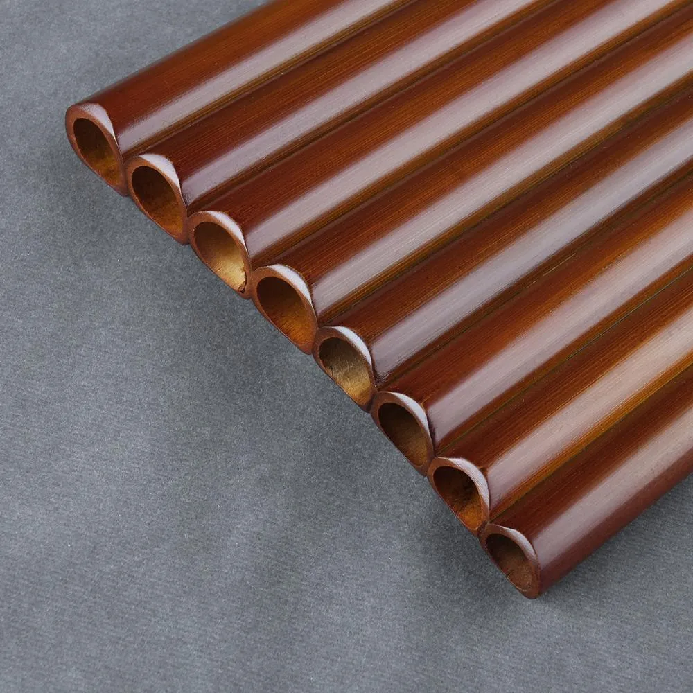8-Pipe G Key Pan Flute: Authentic Brown Bamboo Pan Pipes for ...