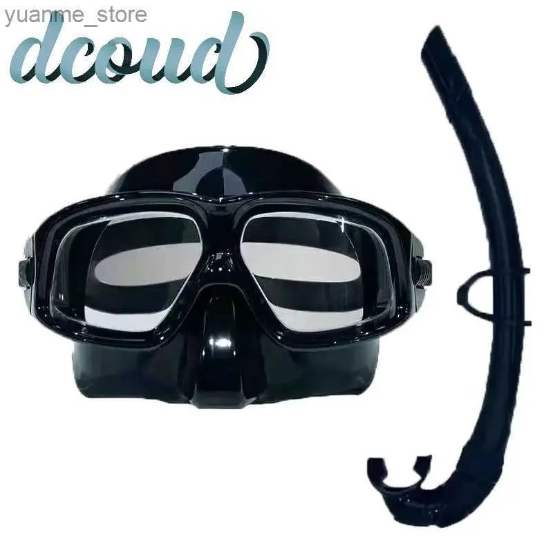 Diving Masks Diving Snorkel Professional Snorkeling Mask Anti-fog Waterproof Soft Silicone Glasses UV goggles Adult Snorkel Set Scuba Diving Y240410