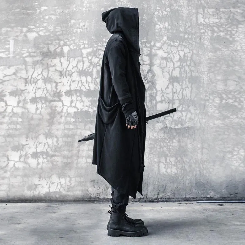 Men's Trench Coats PFNW Tide Spring Autumn Darkwear Warrior Large Size Windbreaker Gothic Style Long Coat Punk Cloak Hooded Wizard 12Z2338 Men's Trench Coats PFNW Tide Spring Autumn Darkwear Warrior Large Size Windbreaker Gothic Style Long Coat Punk Cloak Hooded Wizard 12Z2338