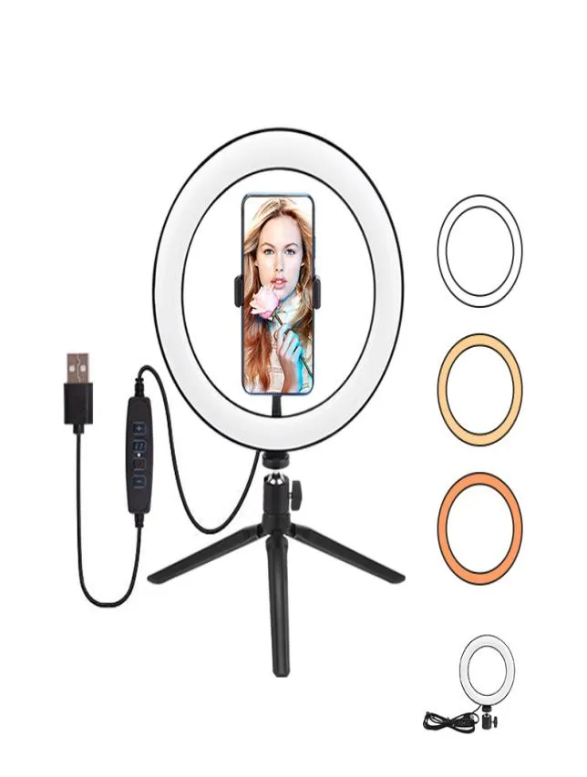 6inch 16cm Mini LED Desktop Video Ring Light Selfie Lamp With Tripod Stand USB Plug For YouTube Live Po Pography Studio5661455