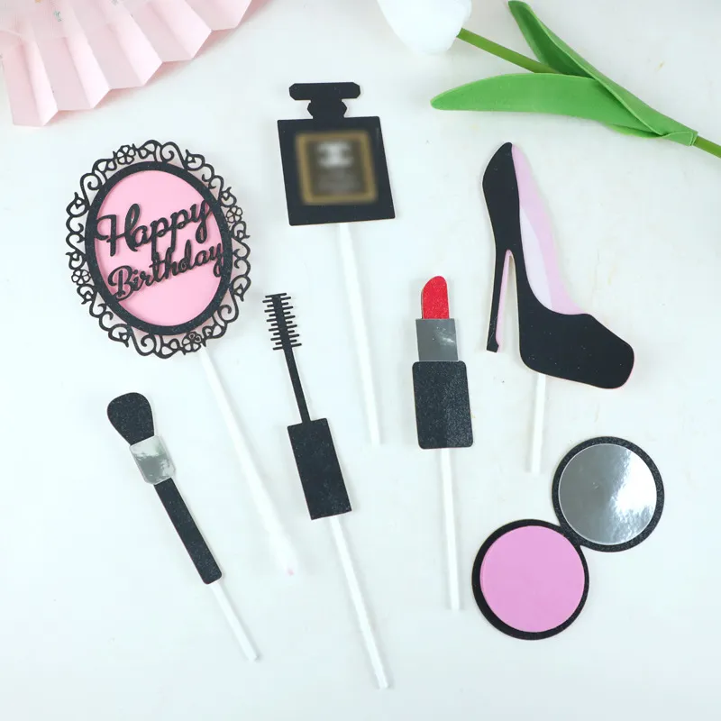 24 Stück Prinzessin Cupcake Toppers – Rosa Glitzer, High Heel, Handtasche, Für Geburtstag & Hochzeit